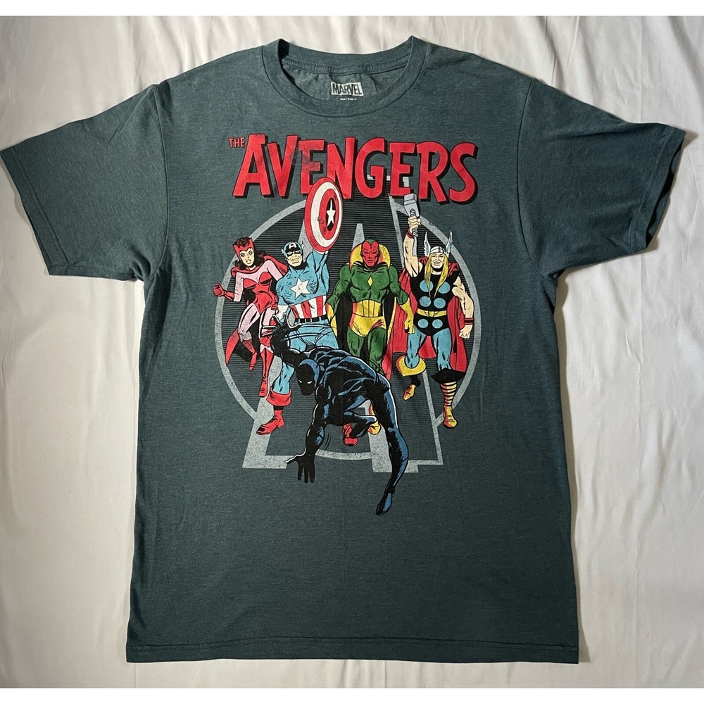 Marvel‎ Comics Men's Grayish Blue Marvel Avengers Graphic T-Shirt Size Medium